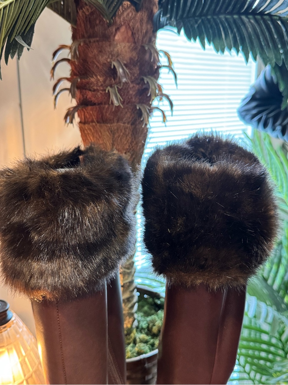Women's Brown Faux Fur Cuff Boots - Fabulous Fura